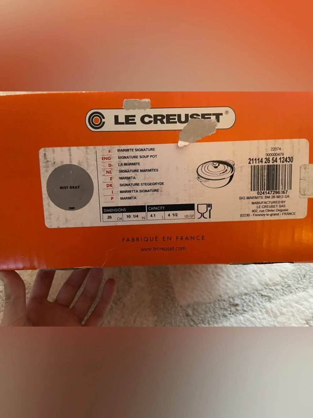 Le Creuset Mist Grey Enameled Cast Iron Round Soup Pot - Picture 6 of 7